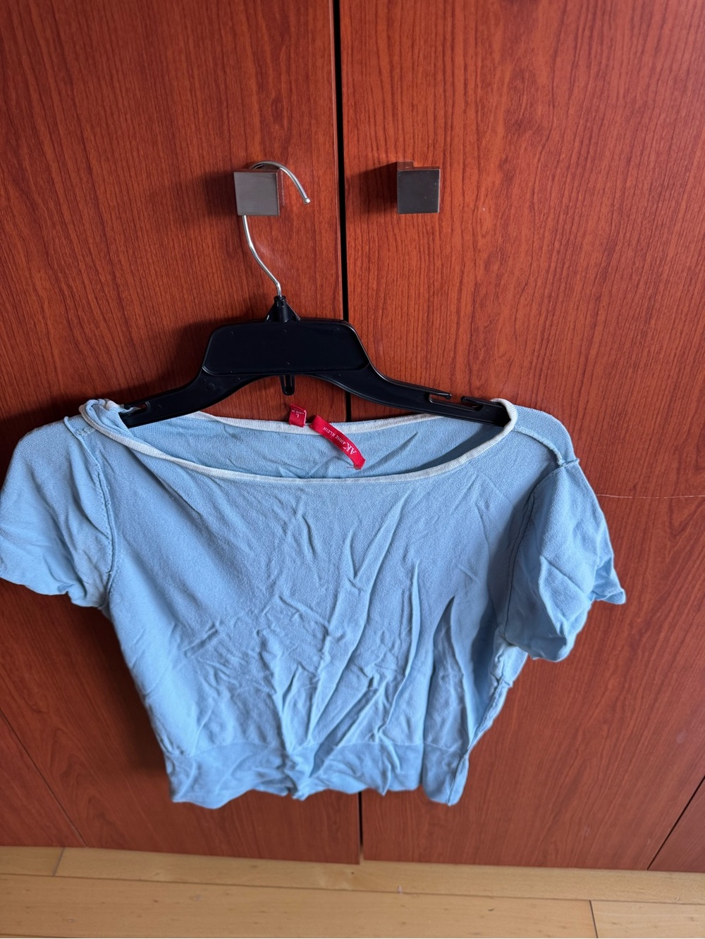 AK Anne Klein Baby Blue Tie-Shoulder Knit Top